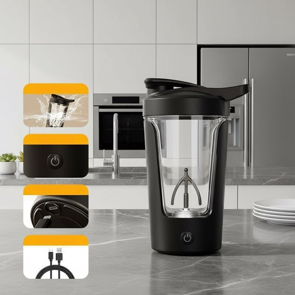 Electric Protein Shaker – 400ml / 14oz Portable Mixer Bottle