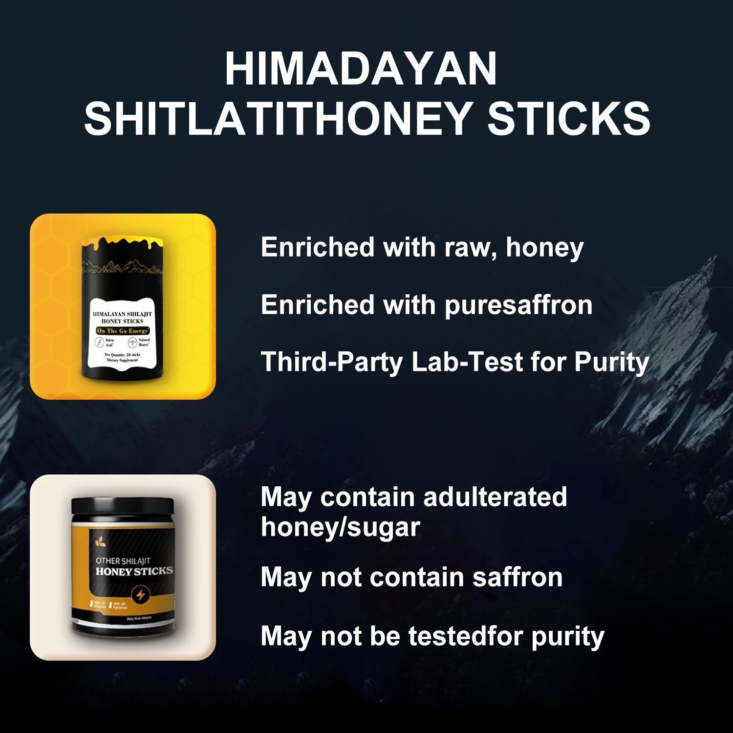 Himalayan Shilajit Honey Sticks – Energy Boost Dietary Supplement (30 Sticks)