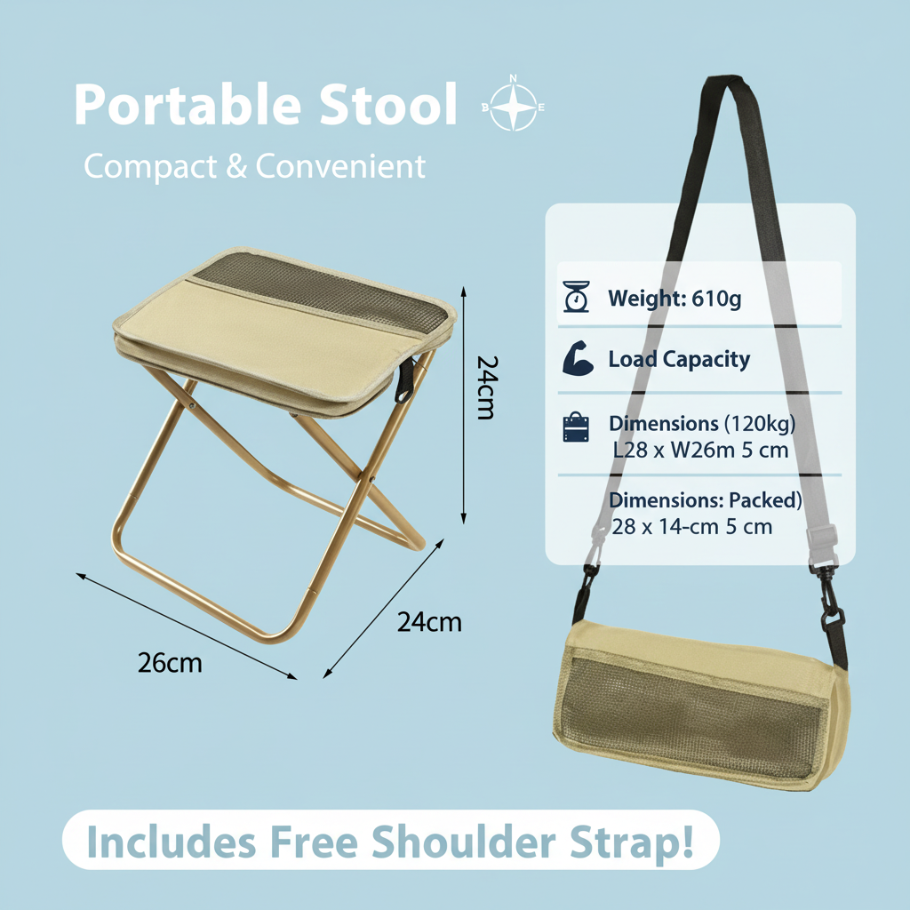 Portable Folding Chair Backpack – Outdoor Leisure Handbag