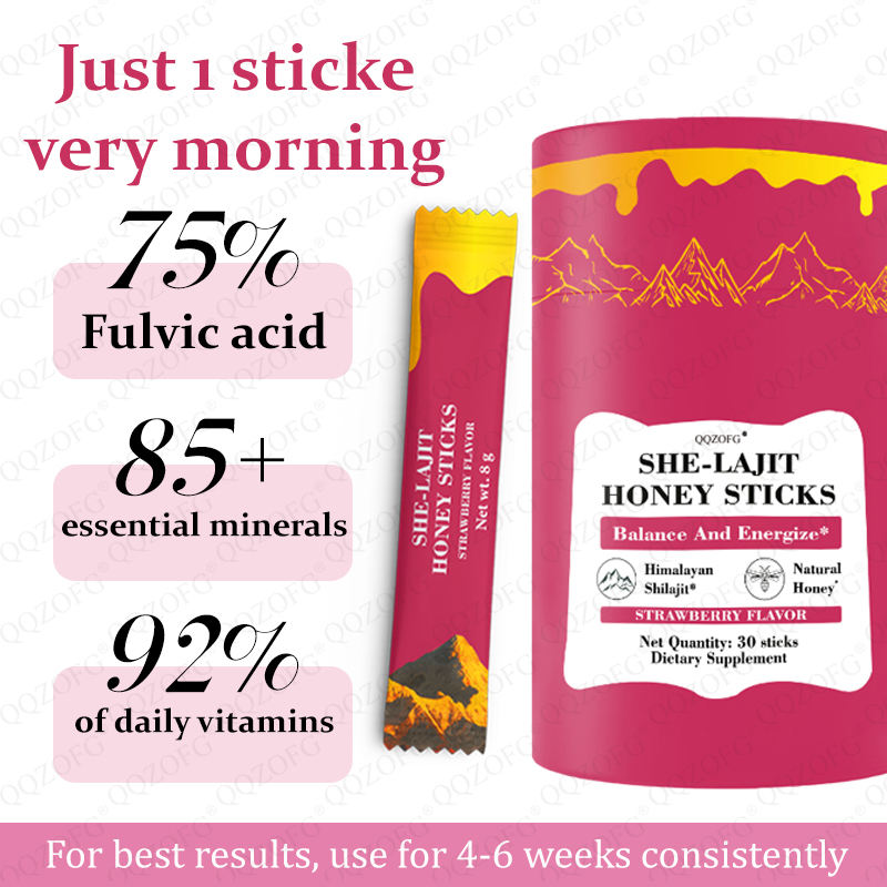 Pure Himalayan Shilajit Honey Sticks 300mg – Strawberry Flavor (30 Sticks)